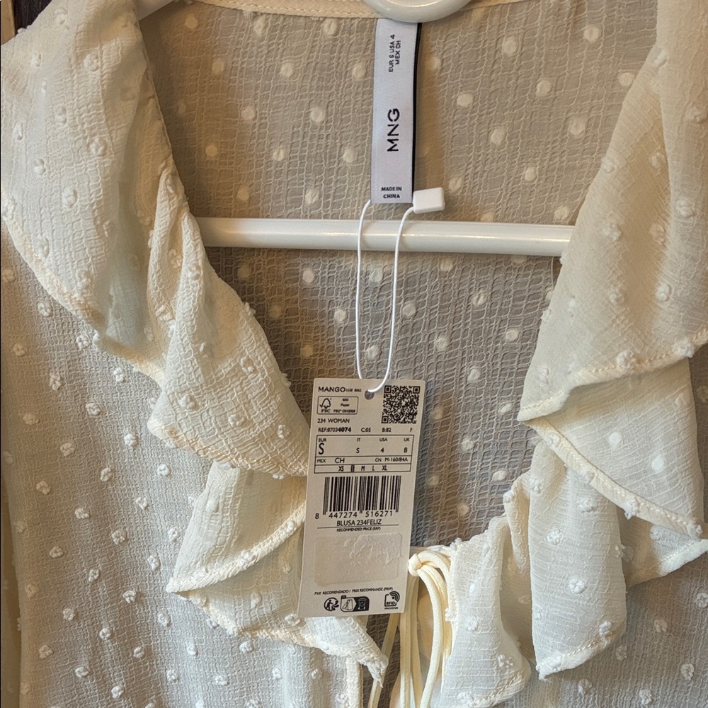 Mango Cream Ruffled Blouse - Picture 2 of 3